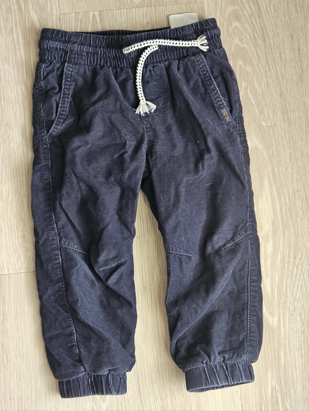 H&M Navy Blue Kids Corduroy Joggers with Grey Lining